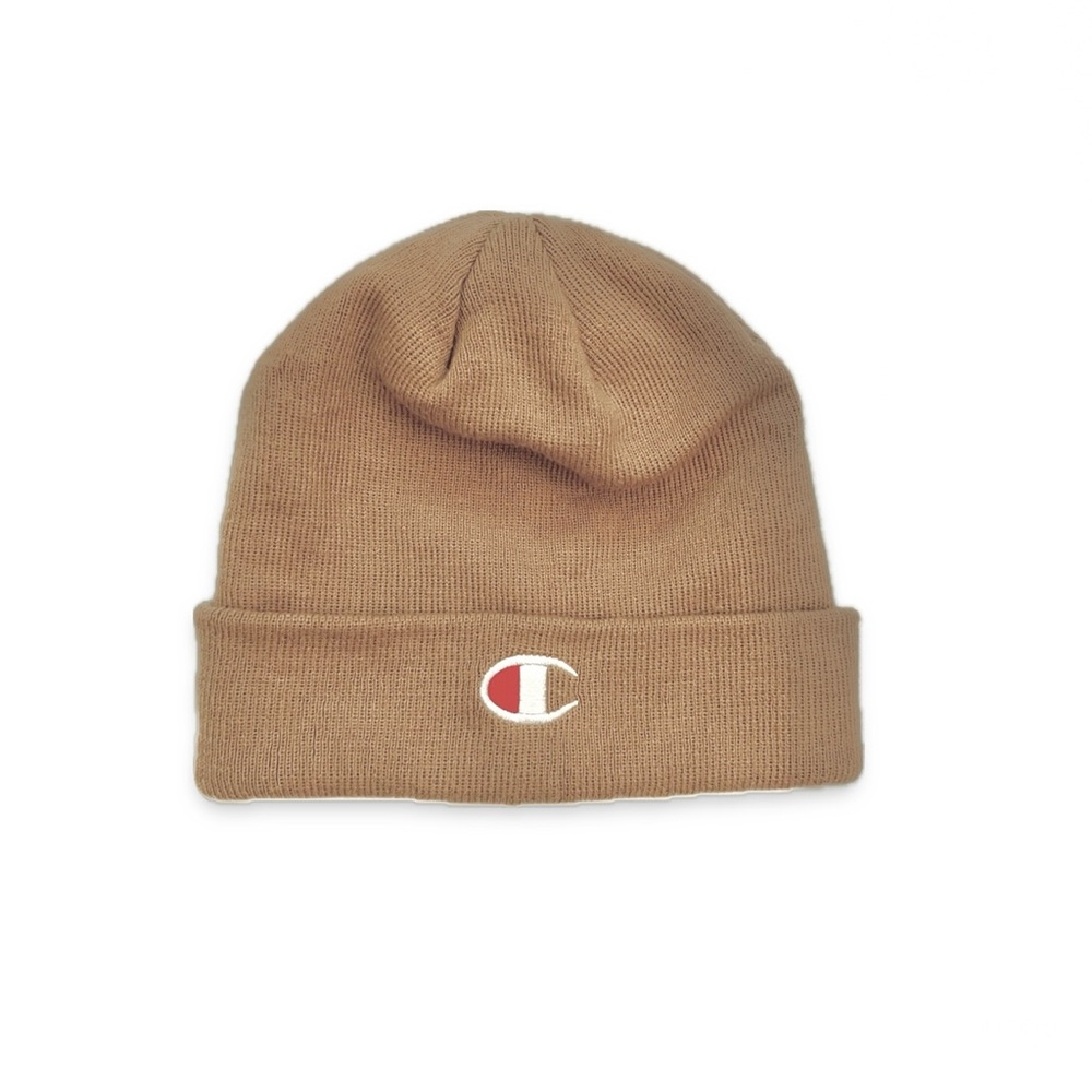 champion | unisex tan classic minimal embroidery c logo ribbed knit beanie hat - Picture 1 of 3
